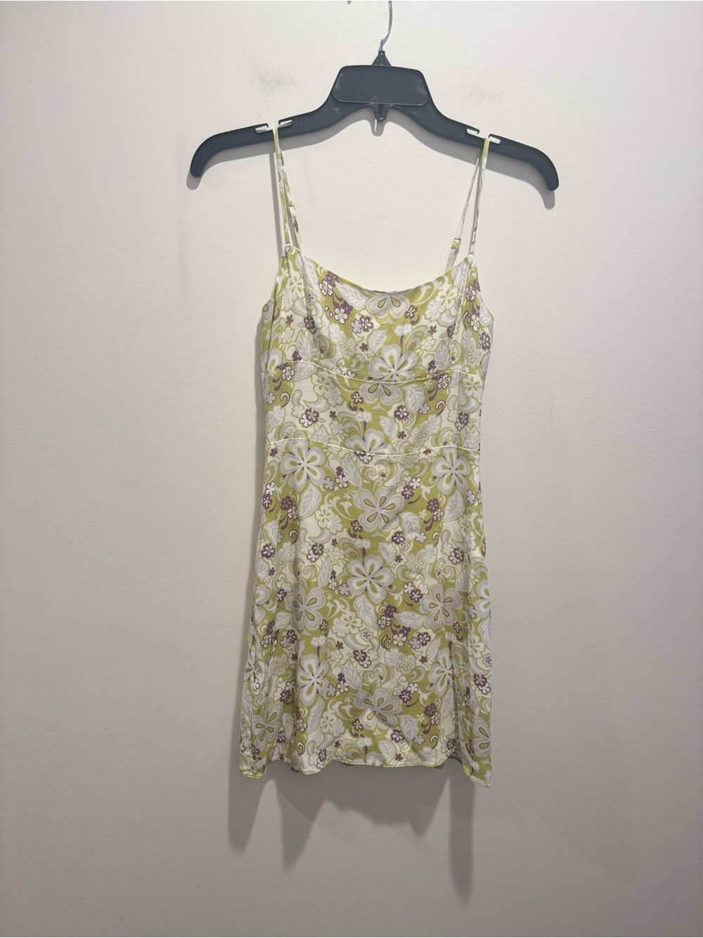 Aritzia Sunday Best Green and White Retro Floral Mini Dress